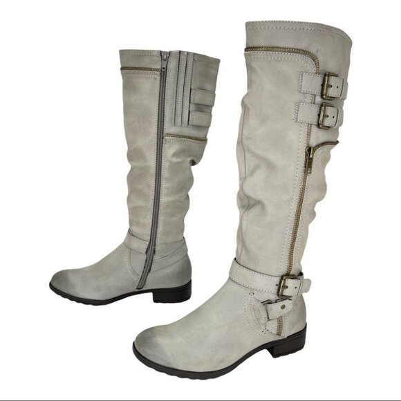 White Mountain Remi Light Grey Faux Leather Knee High Womens Boots Size 5M - Picture 13 of 13